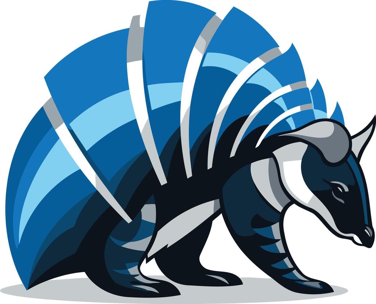 Stylized armadillo mascot with a blue and black color scheme vector