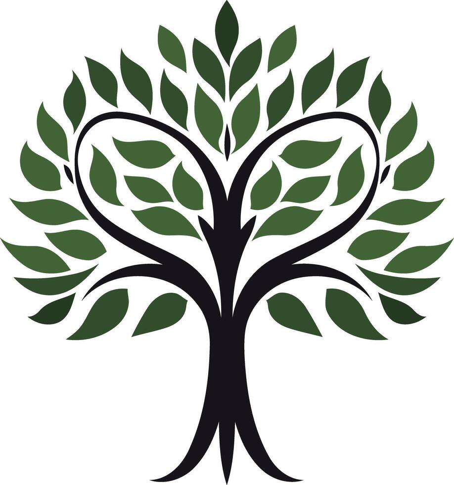 Stylized Green Tree with Heart Shape vector