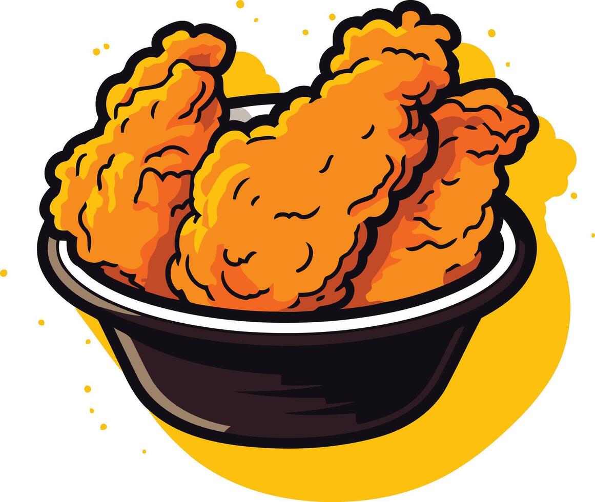 Crispy Fried Chicken Wings in a Bowl vector