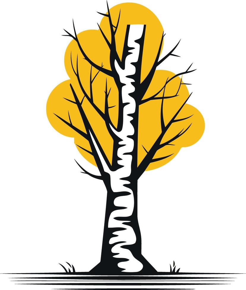 A simple, yet elegant illustration of a birch tree with yellow foliage vector