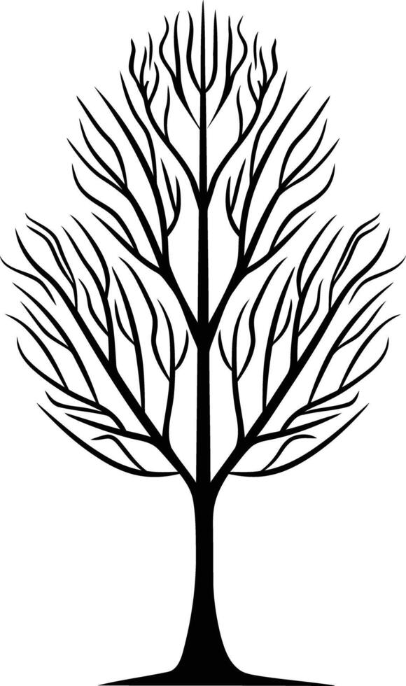 Simple silhouette of a bare tree, ideal for nature-themed designs, logos, or illustrations vector
