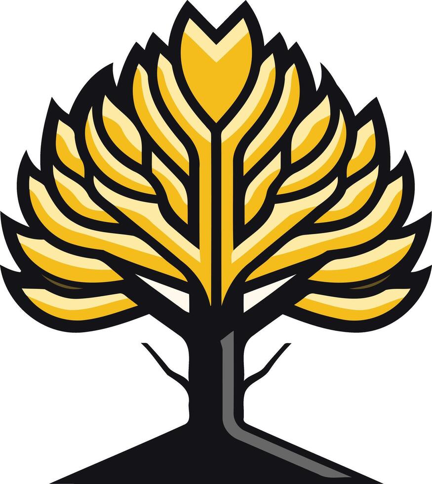 A stylized, illustration of a golden tree vector