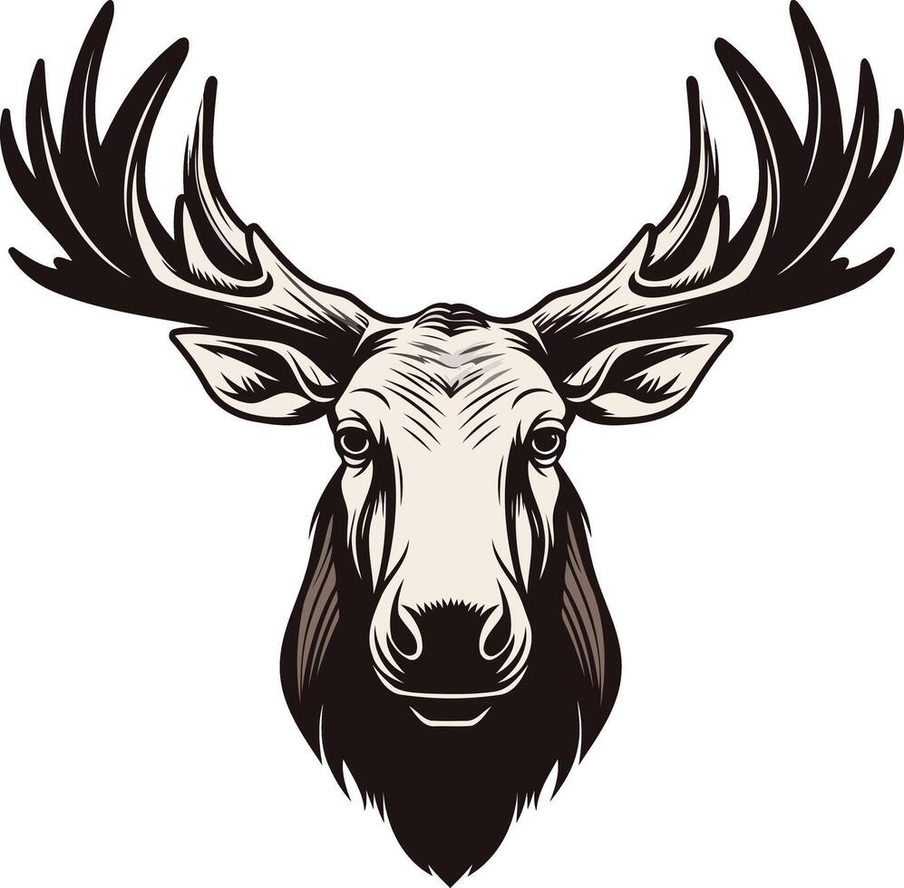 Moose Head with Antlers Illustration vector