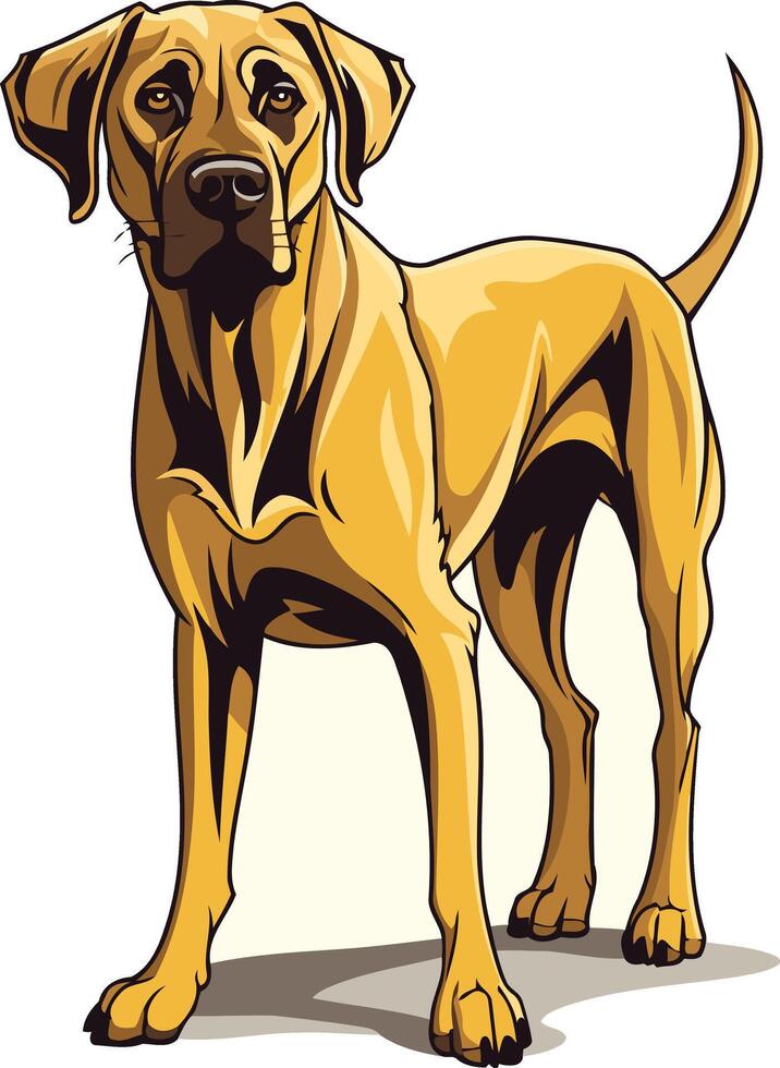 A detailed illustration of a friendly, fawn-colored dog vector