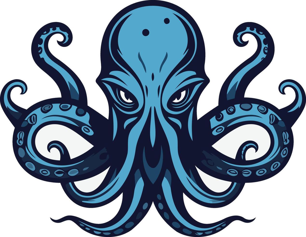 Blue Octopus with Aggressive Eyes vector