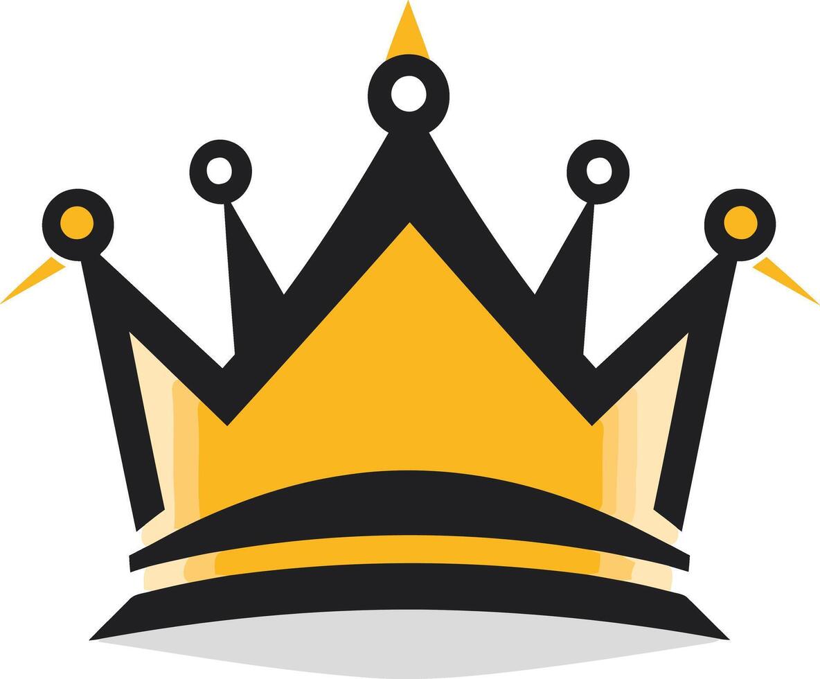 Golden Crown with Black Outline Illustration vector