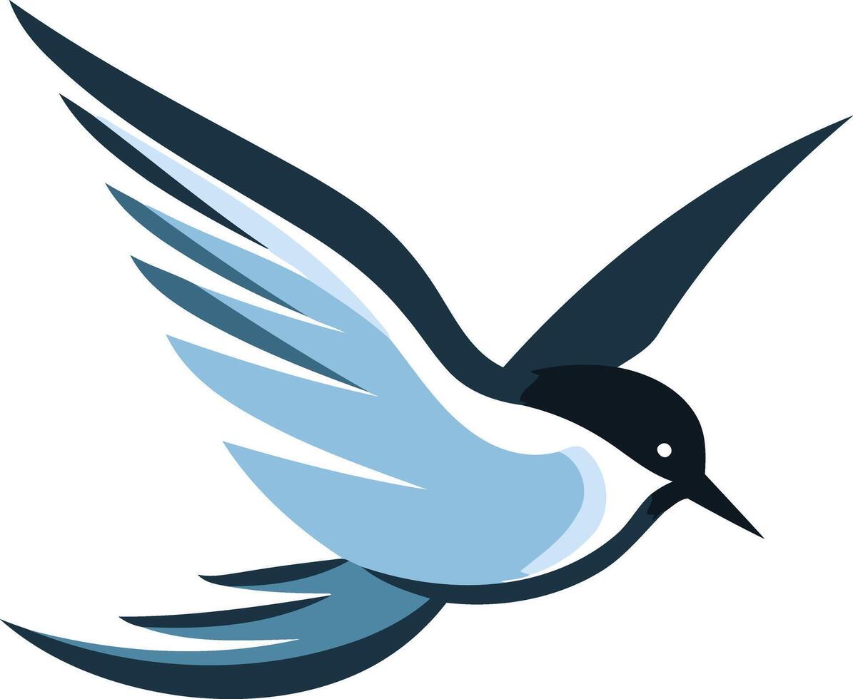 Stylized blue bird in flight, perfect for logo design, branding, or illustration vector