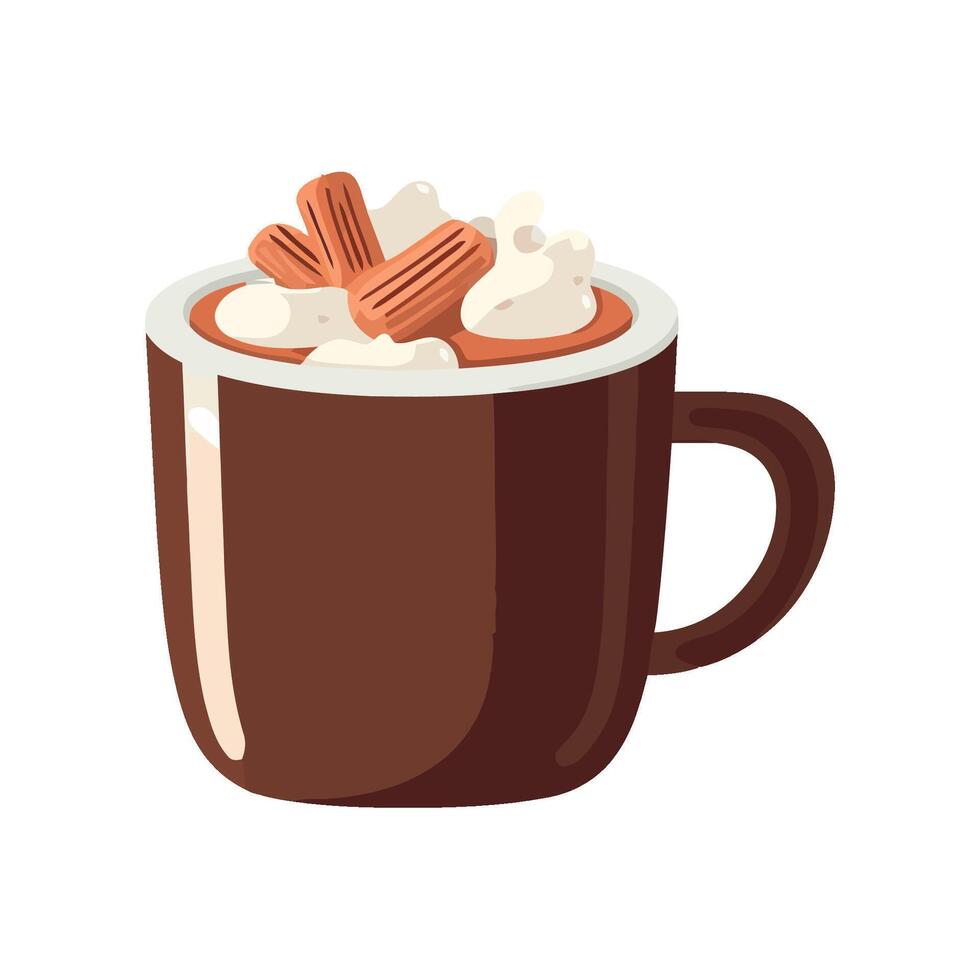Hot chocolate with marshmallows and candies illustration vector