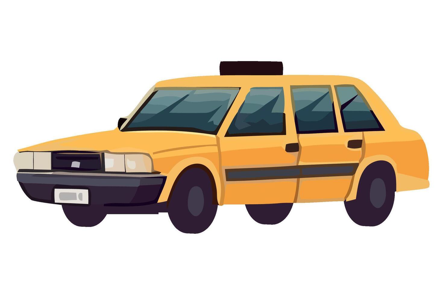 A yellow taxi cab on a white background vector