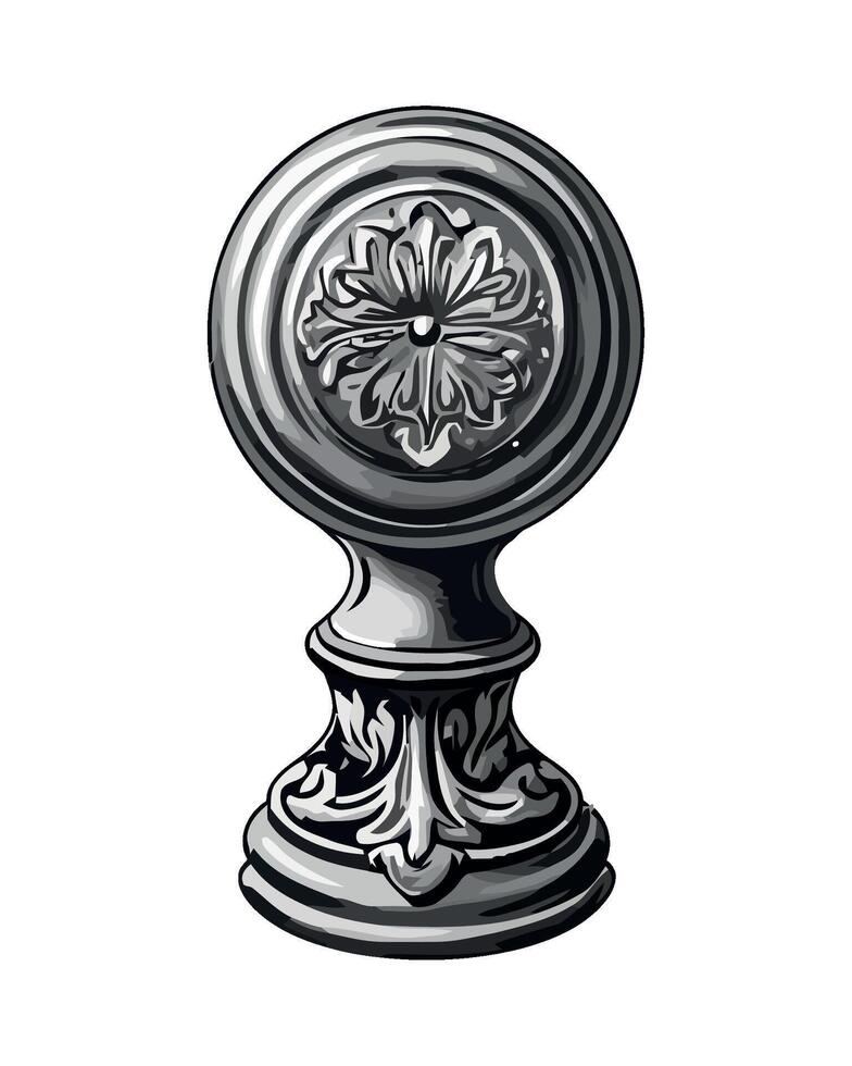 A decorative metal door knob with a flower design vector