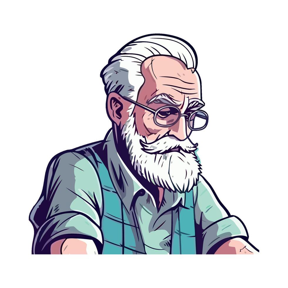 An old man with glasses and a beard vector