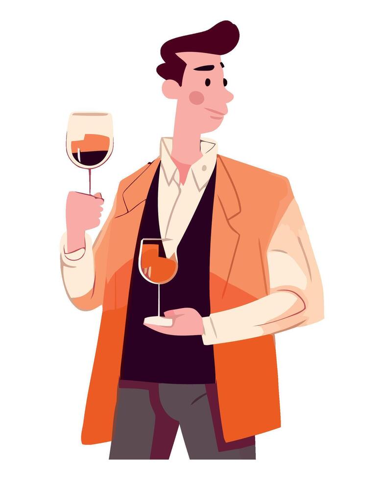 A man holding a glass of wine vector