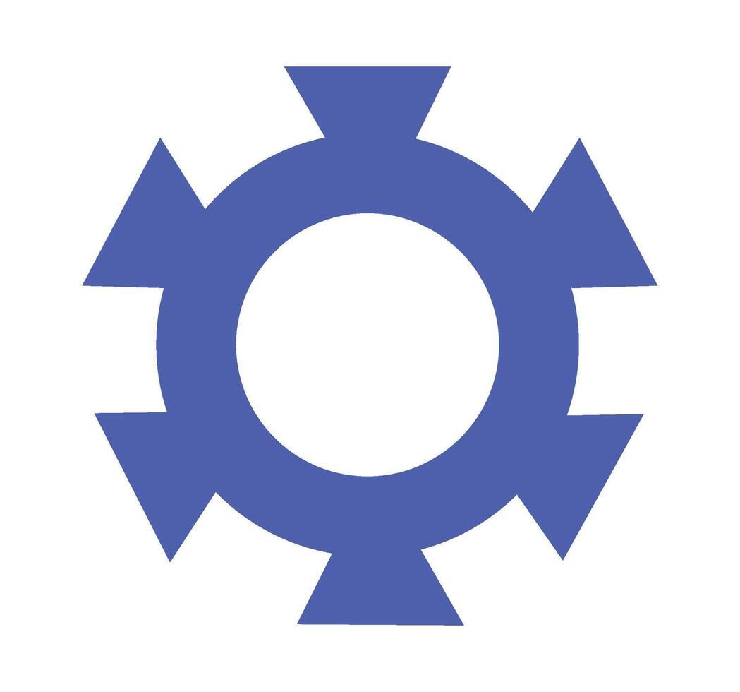 A blue and white gear icon vector