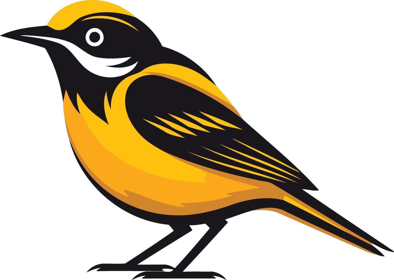 A bold, stylized illustration of a yellow and black bird vector