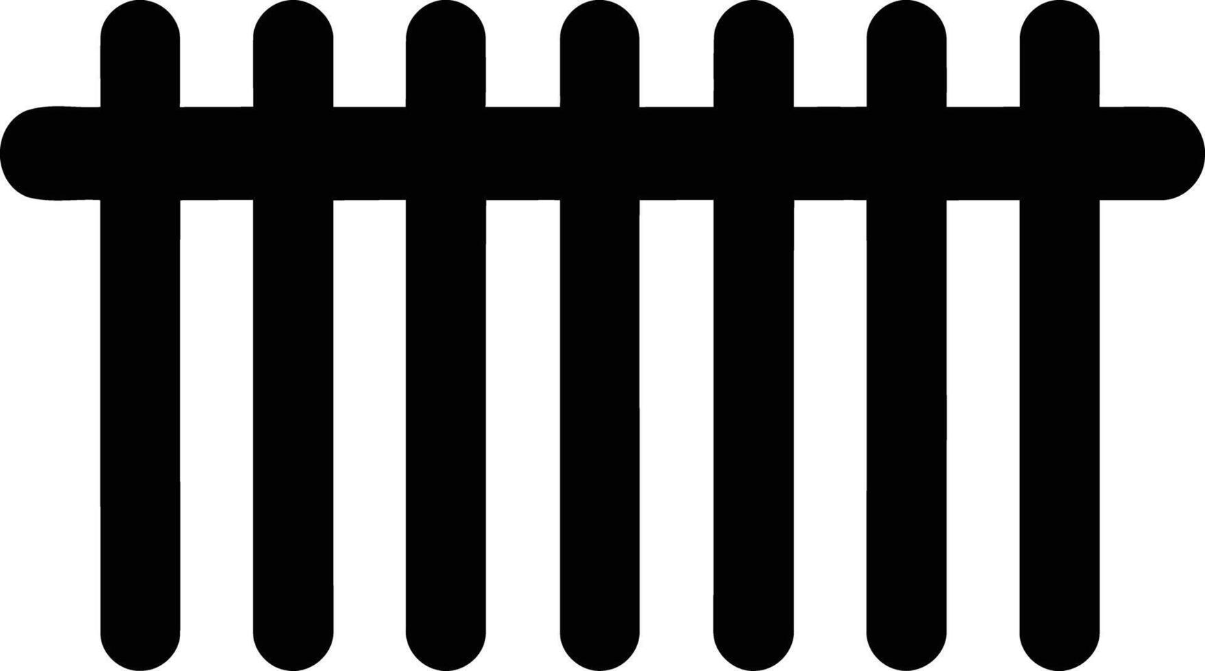 Simple black and white icon of a fence, ideal for website design, app interfaces, and presentations vector