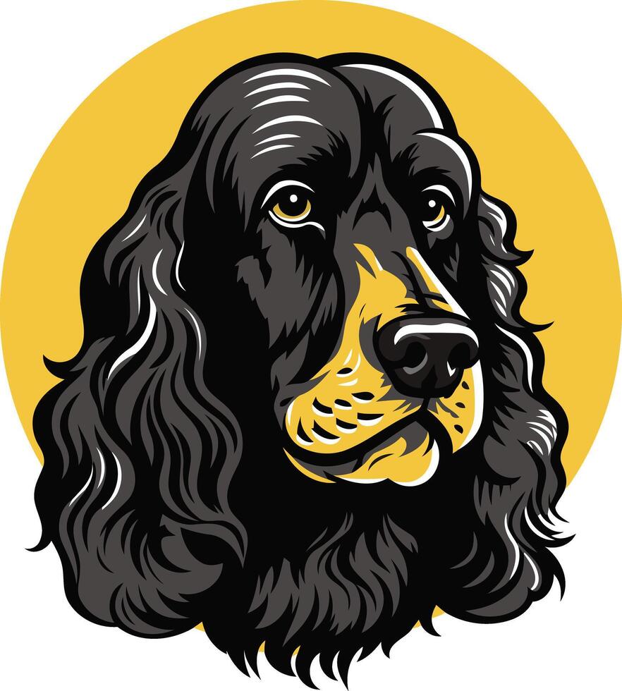 A striking illustration of a black and tan cocker spaniel, with a detailed, realistic style vector