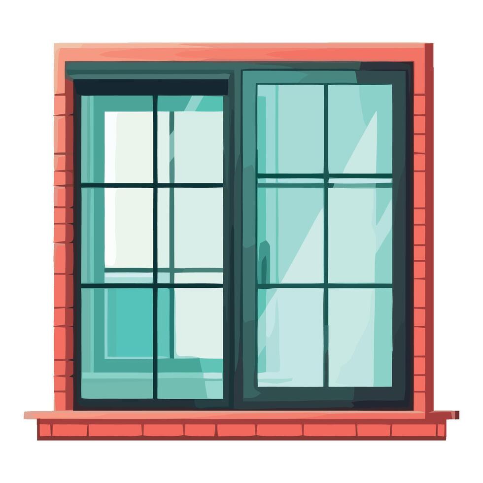 Window with glass and brick wall illustration vector