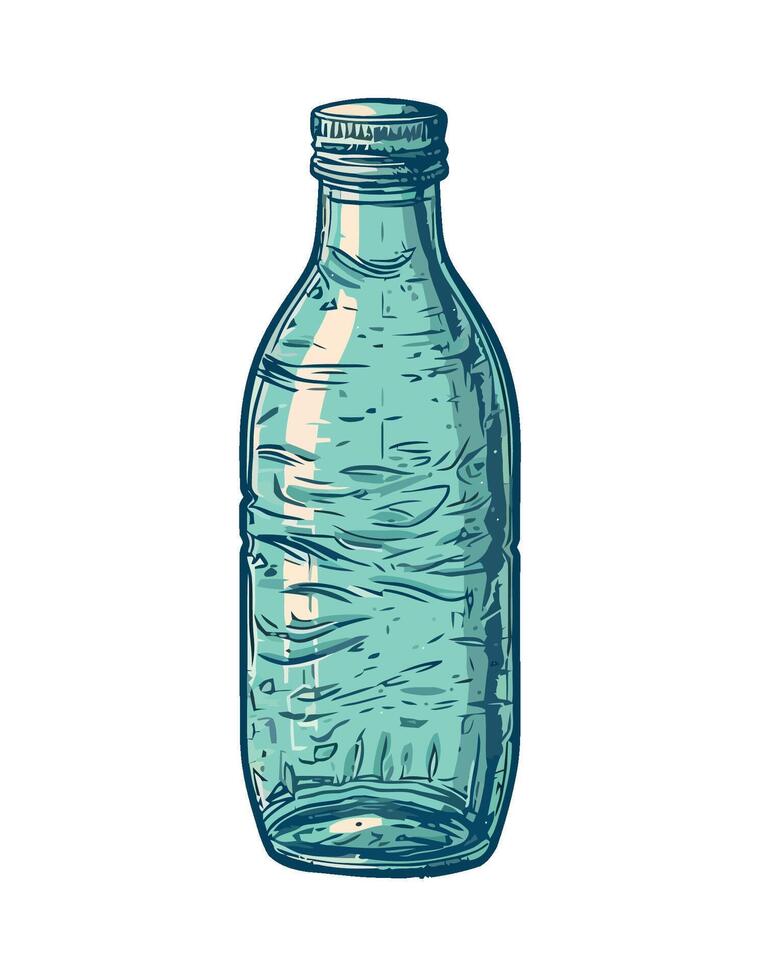 A bottle of water is shown in a sketch vector