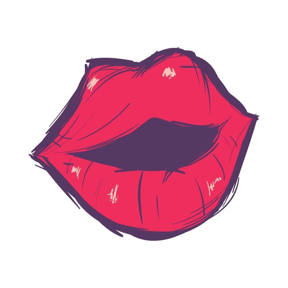A red lips with a pink tongue on a white background vector