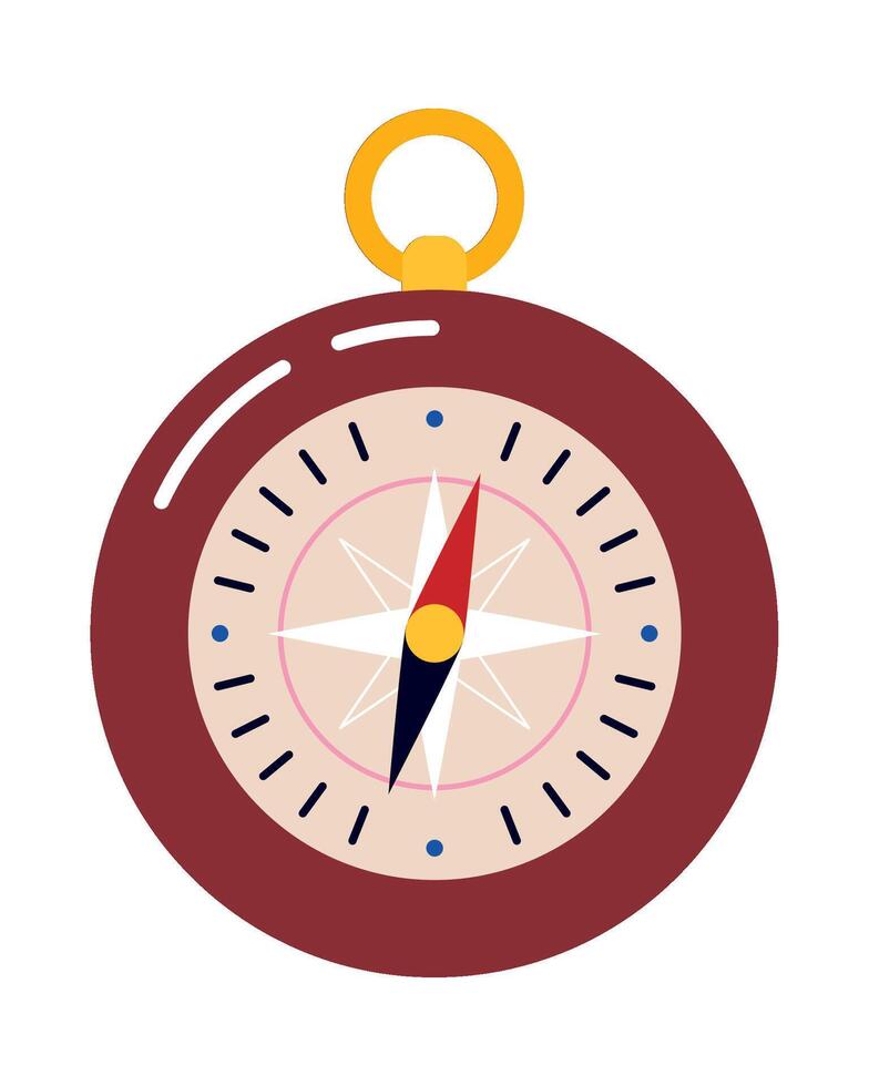 A red and white compass with a yellow cord vector