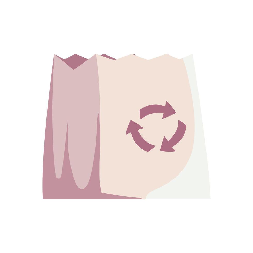 Paper bag with recycling symbol illustration vector