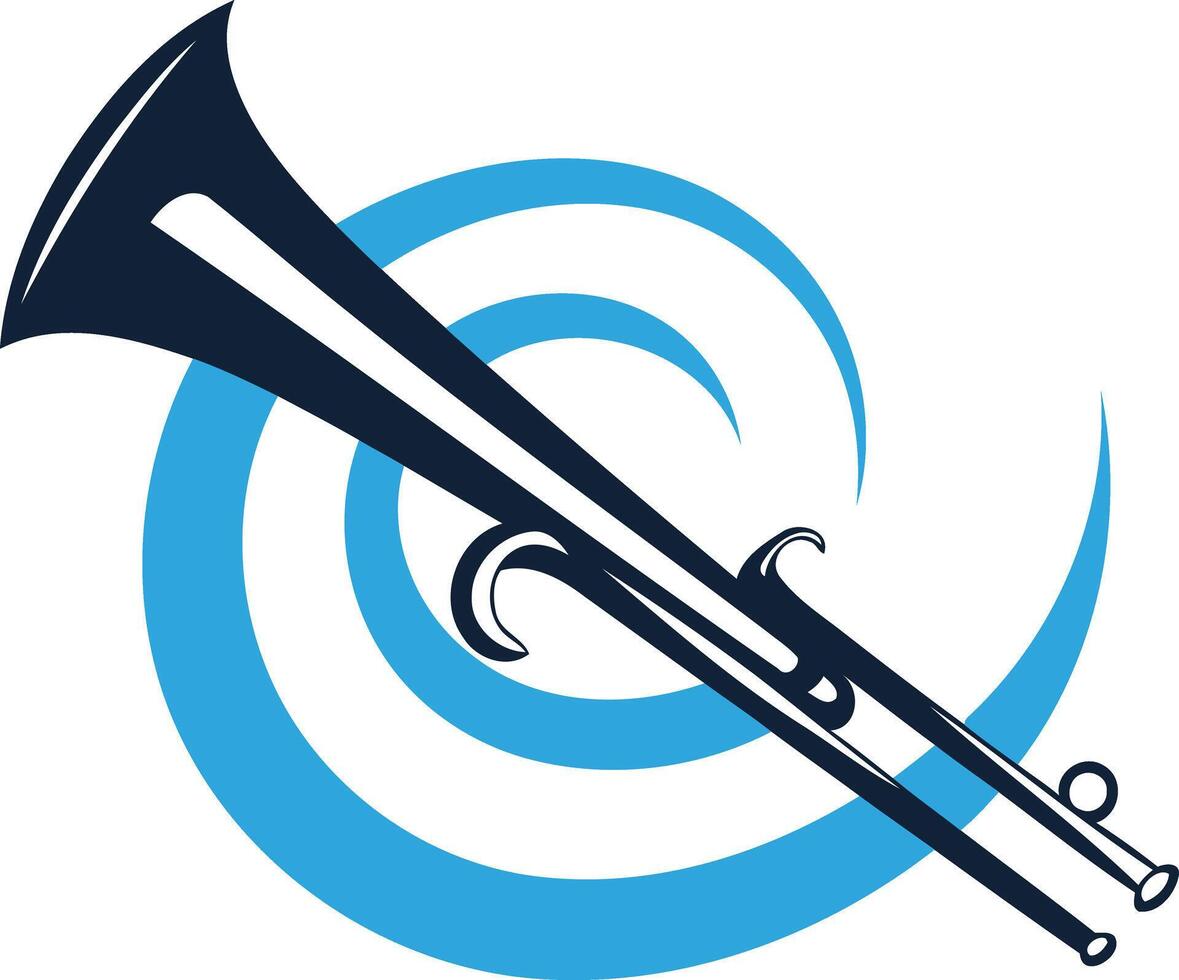 Trumpet with Blue Swirls vector