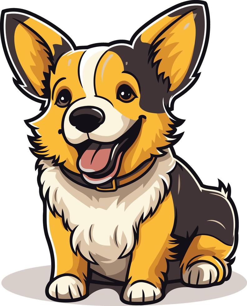 Adorable cartoon illustration of a happy, smiling corgi dog vector