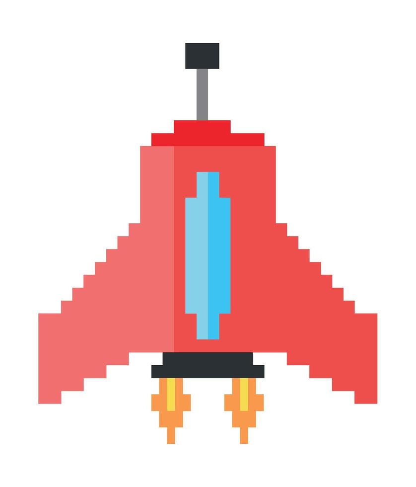 Pixel art space rocket vector