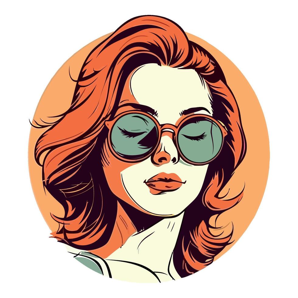 A woman with sunglasses on her face vector