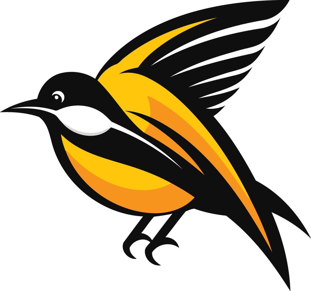 A vibrant yellow and black bird logo with dynamic wings, perfect for sports teams, businesses, and branding projects vector