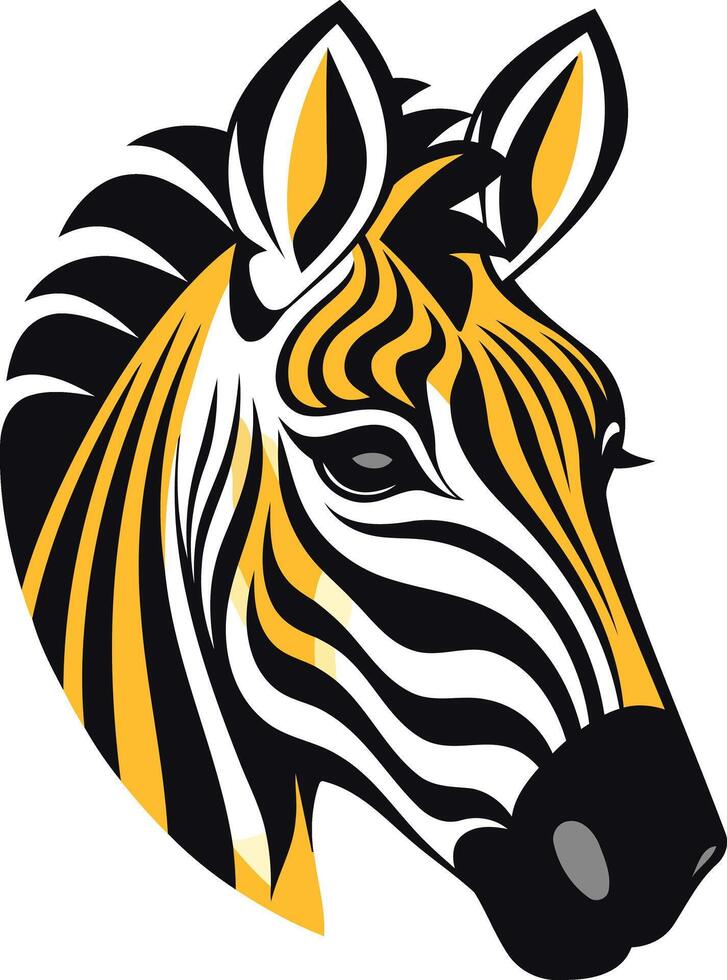 Striped Zebra Head with Yellow and Black vector