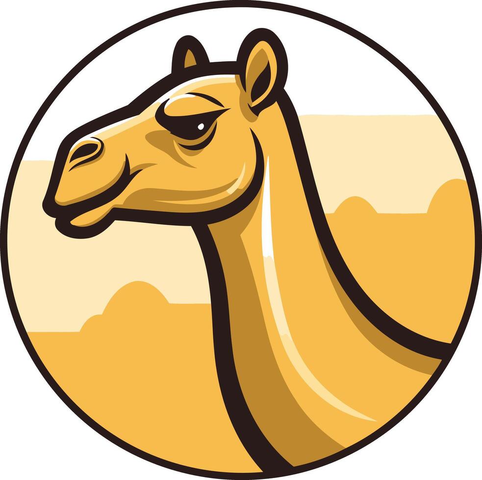 Camel Head Illustration in Desert Landscape vector