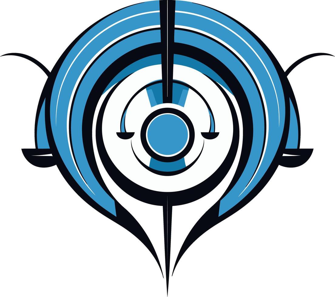 Abstract logo design featuring a circular shape with blue and black elements, conveying a sense of innovation, technology, and power vector