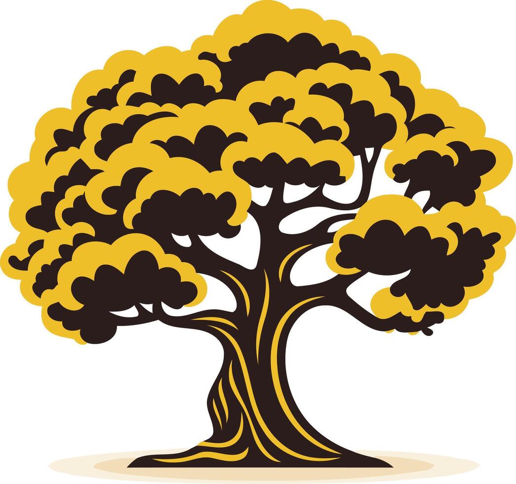 Stylized Illustration of a Golden Tree vector