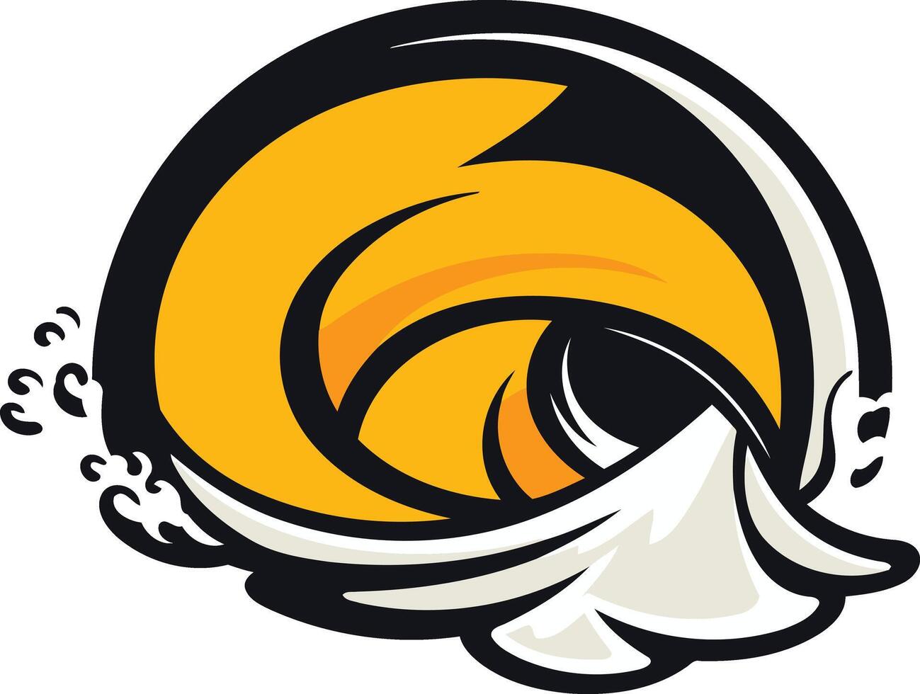 Dynamic cartoon wave logo design with yellow and black colors vector