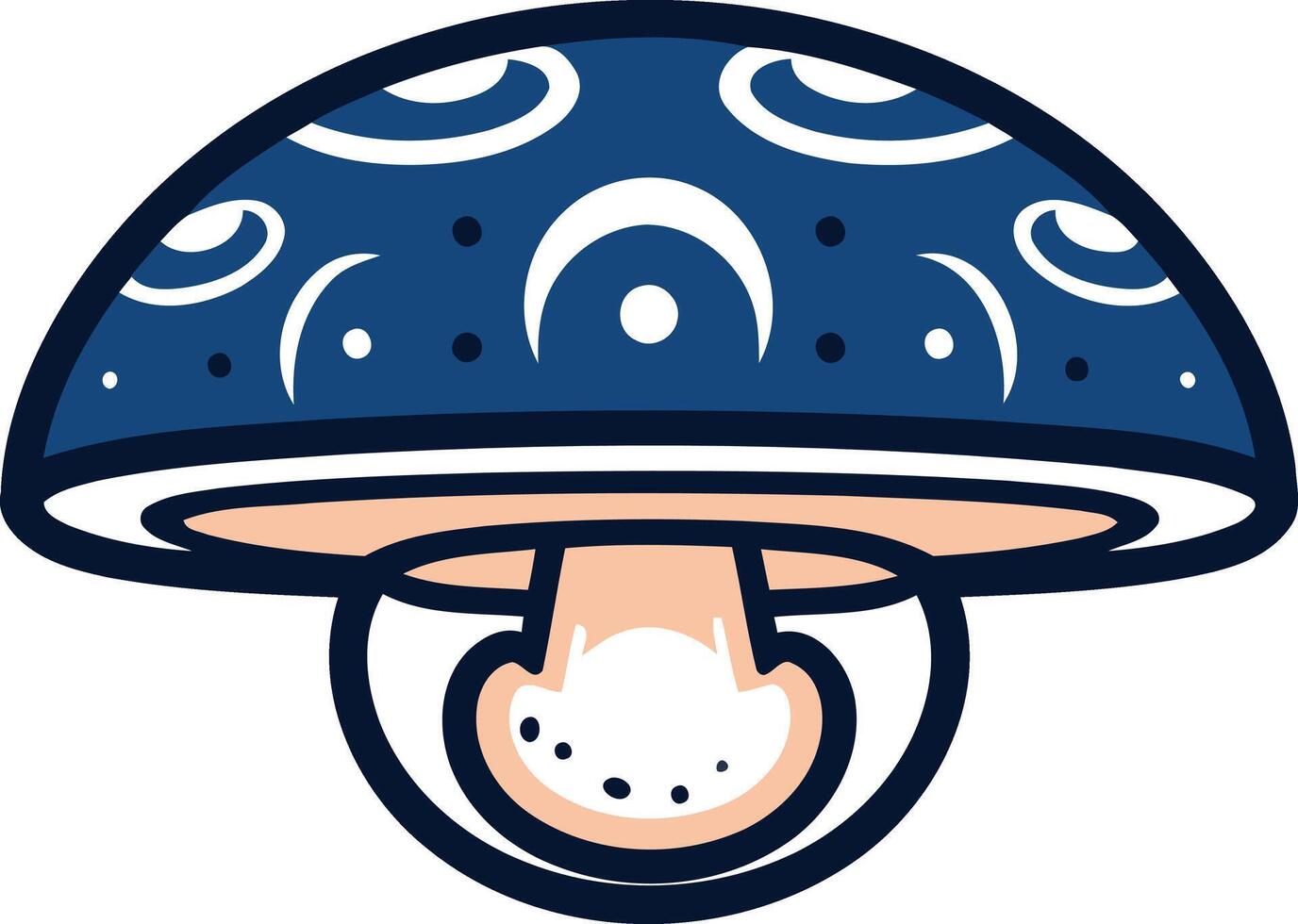 A whimsical and stylized blue mushroom with a unique design, perfect for branding, merchandise, or digital use vector