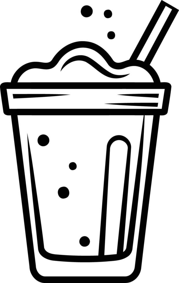 A simple line drawing of a refreshing beverage with a straw and bubbles vector