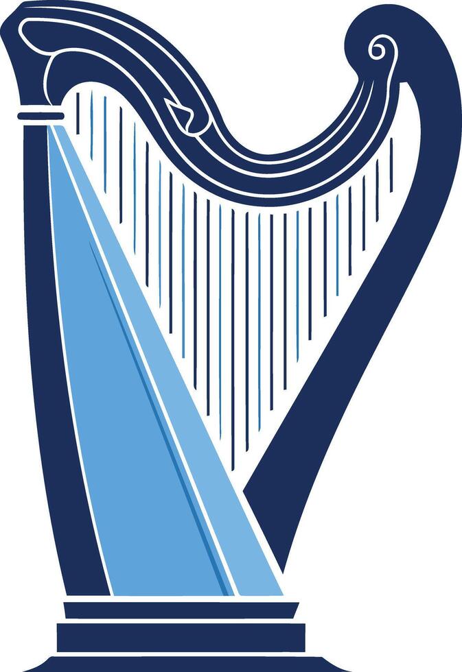 A simple, stylish, blue harp icon, perfect for branding, websites, and music-related projects vector