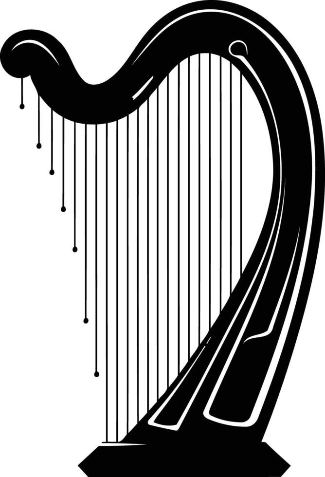 A simple, elegant silhouette of a harp, perfect for design projects related to music, celtic culture, or classical arts vector