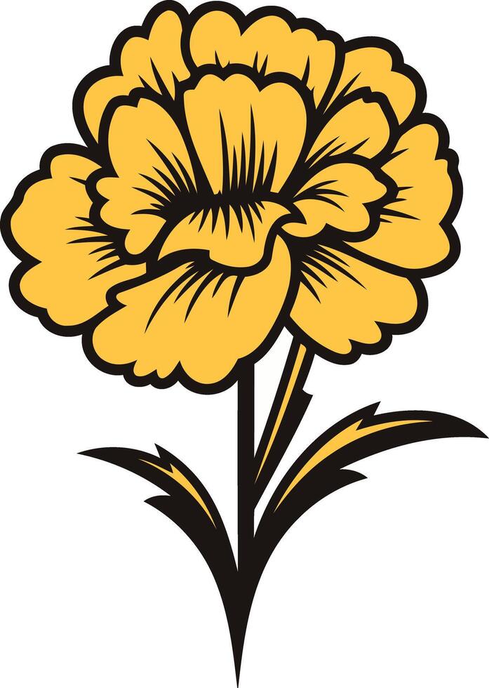 Golden Flower with Black Stem vector