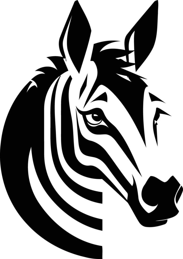 A striking black and white illustration of a zebra's head, perfect for branding, logos, or wildlife designs vector
