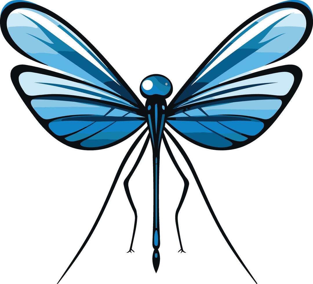 Blue dragonfly illustration, perfect for nature, summer, and insect-themed designs vector