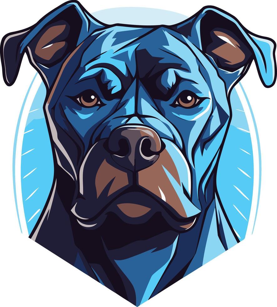 A bold and colorful illustration of a pit bull's face, perfect for adding a powerful and eye-catching element to your design vector
