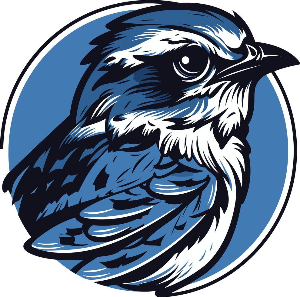 Bluebird Illustration in a Circle vector