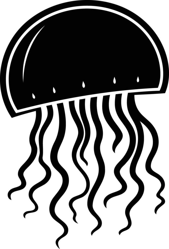 Simple black and white silhouette of a jellyfish vector