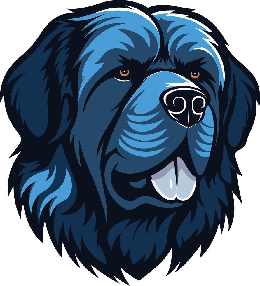 A bold and powerful illustration of a newfoundland dog's head, perfect for pet owners, dog breeders, and animal lovers vector