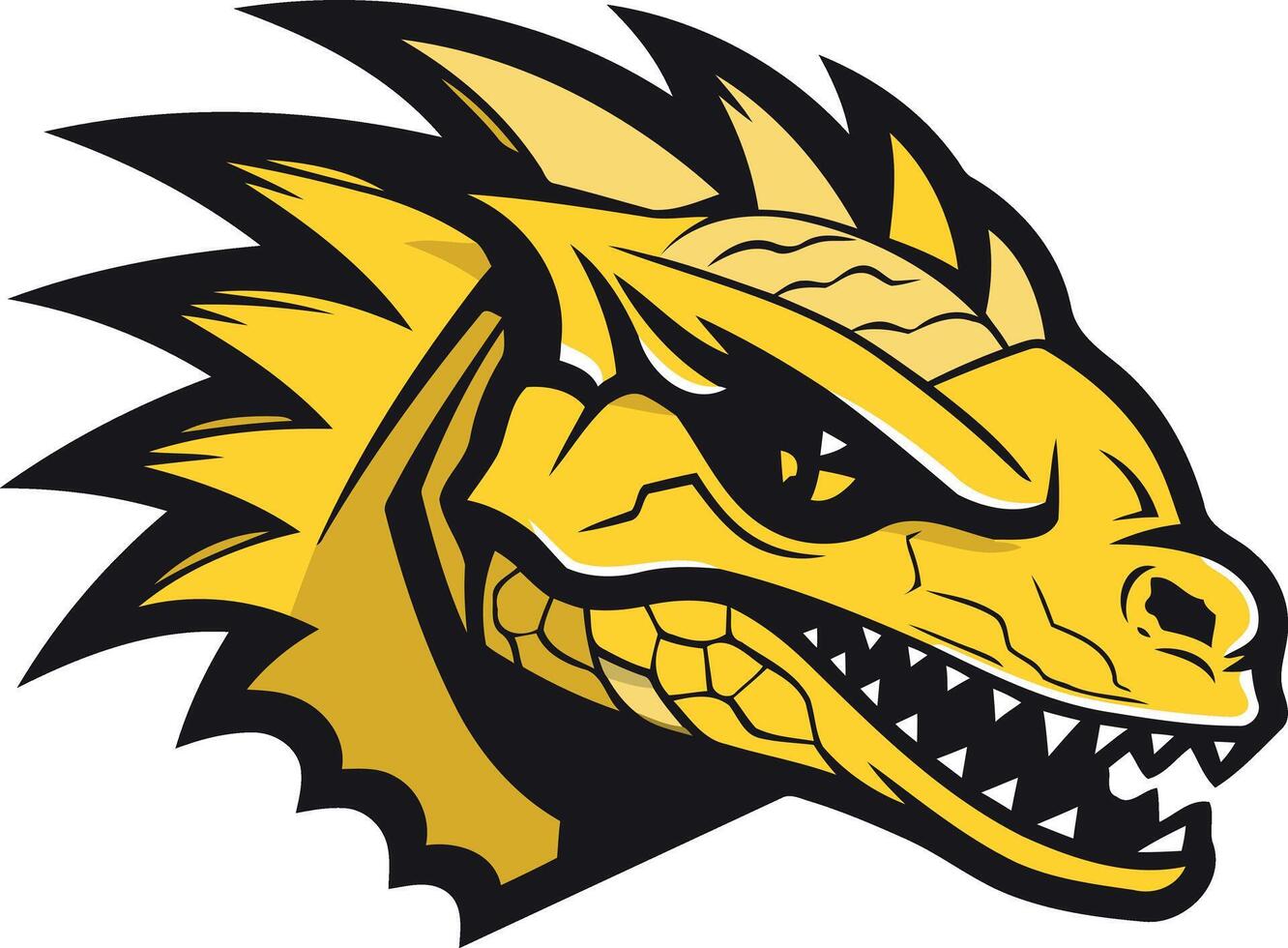 Yellow Dragon Mascot Head Illustration vector