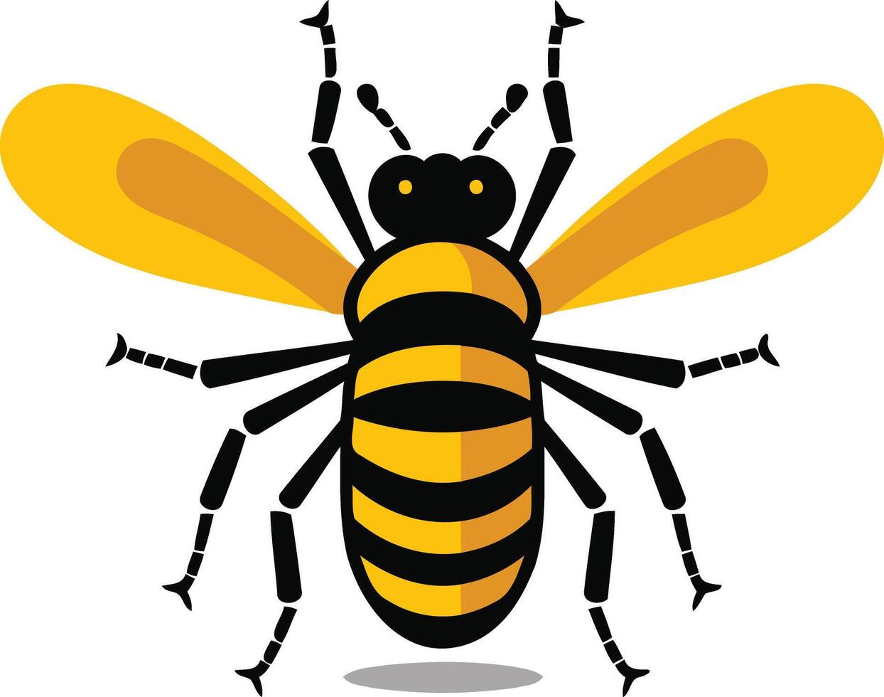 Bee Illustration with Yellow and Black Stripes vector