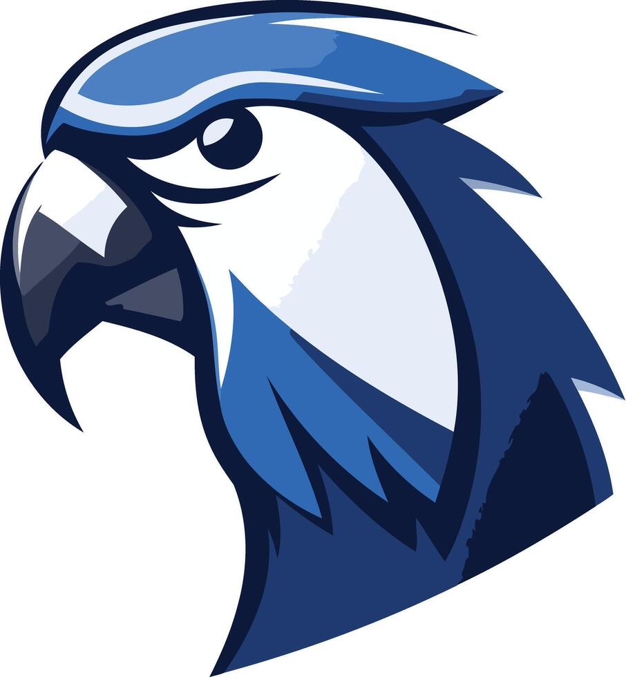Bold and stylish blue and white falcon head logo design, perfect for sports teams, businesses, and brands seeking a strong and confident image vector
