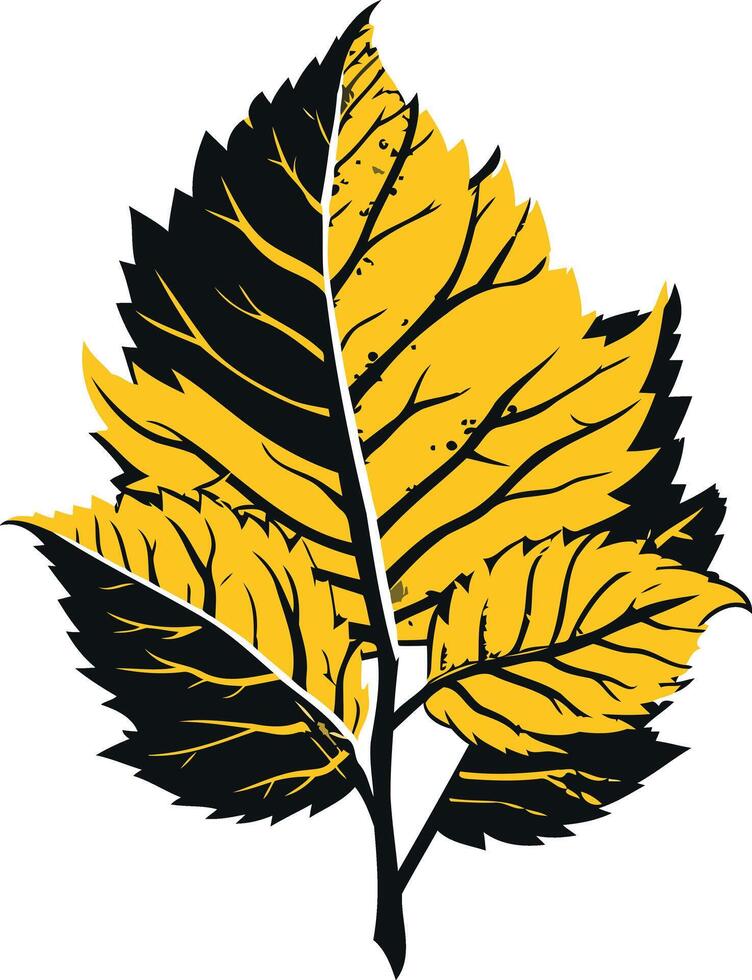 A stylized black and yellow leaf design, perfect for branding or design projects vector
